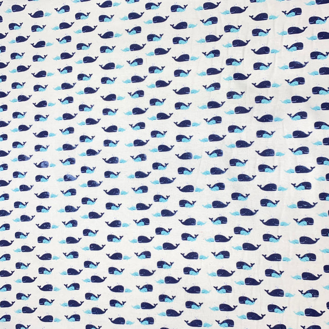 Pound A Metre Full Metre High Quality Brushed Cotton - 55" Wide (Whales)