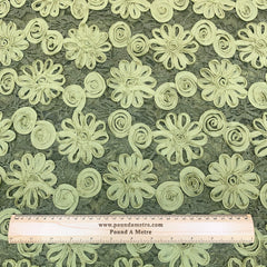 3 Metres Luxury 3D Detailed Flowers Lace Fabric - 55" Wide Olive Green