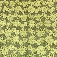 3 Metres Luxury 3D Detailed Flowers Lace Fabric - 55" Wide Olive Green