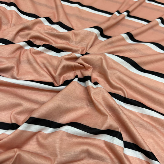 3 Metres Soft Striped Cotton Feel Jersey 55” wide Dusky Pink