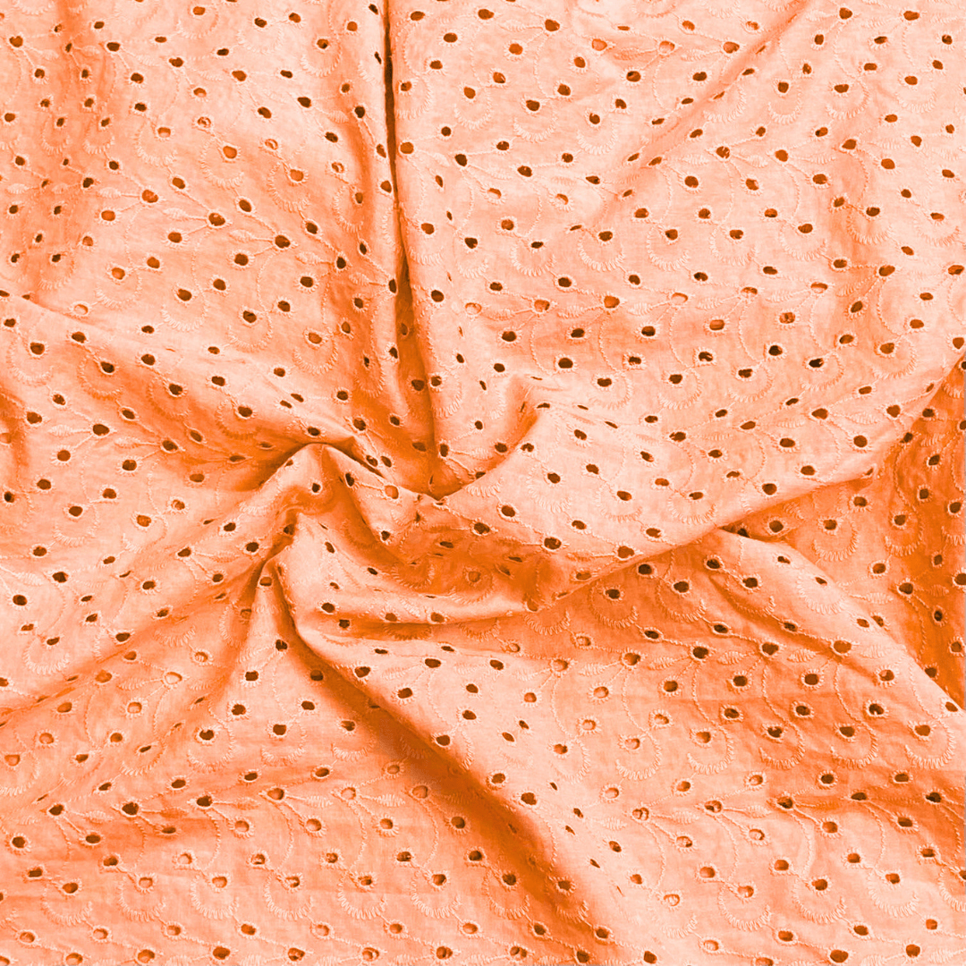 Pound A Metre Orange Luxurious Cotton Broderie Anglaise - 60" Wide - Variations Available