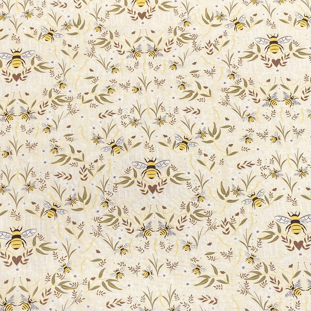Pound A Metre Luxurious JOANN Printed Cotton – 45" Wide- (Beige Bee)