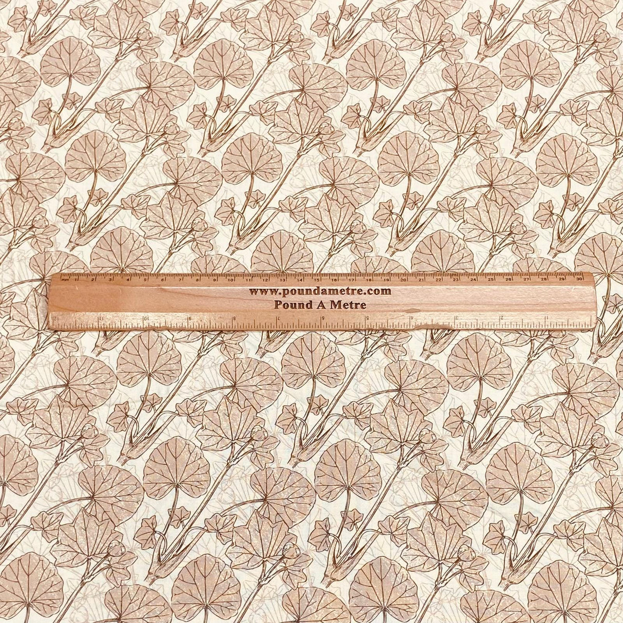 Pound A Metre Luxurious JOANN Printed Cotton – 45" Wide- (Beige Leaf)