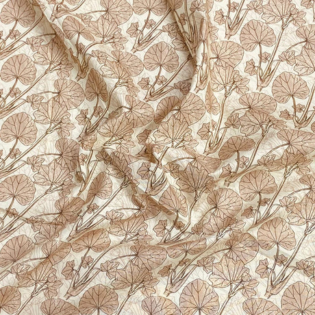 Pound A Metre Luxurious JOANN Printed Cotton – 45" Wide- (Beige Leaf)