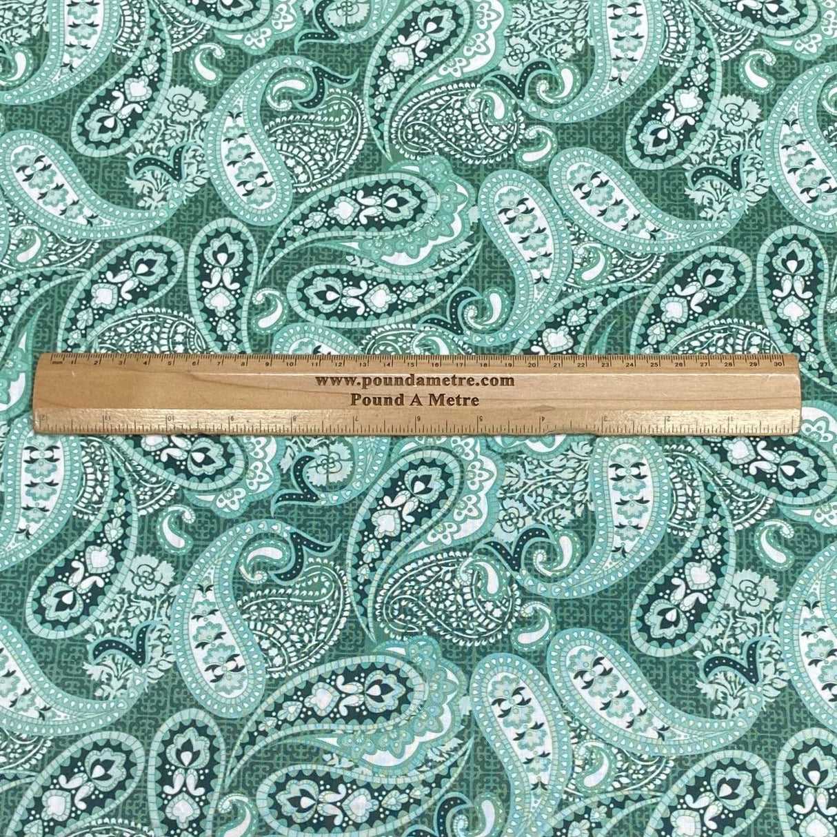 Pound A Metre Luxurious JOANN Printed Cotton – 45" Wide- (Green Paisley)