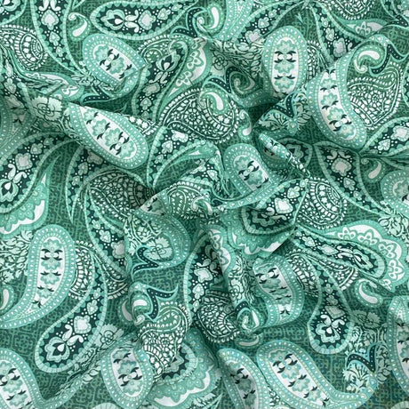 Pound A Metre Luxurious JOANN Printed Cotton – 45" Wide- (Green Paisley)