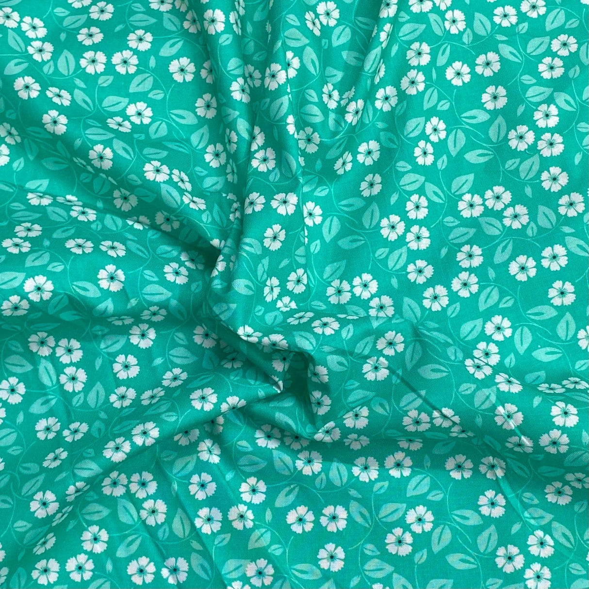Pound A Metre Luxurious JOANN Printed Cotton – 45" Wide- (Mint Flower)