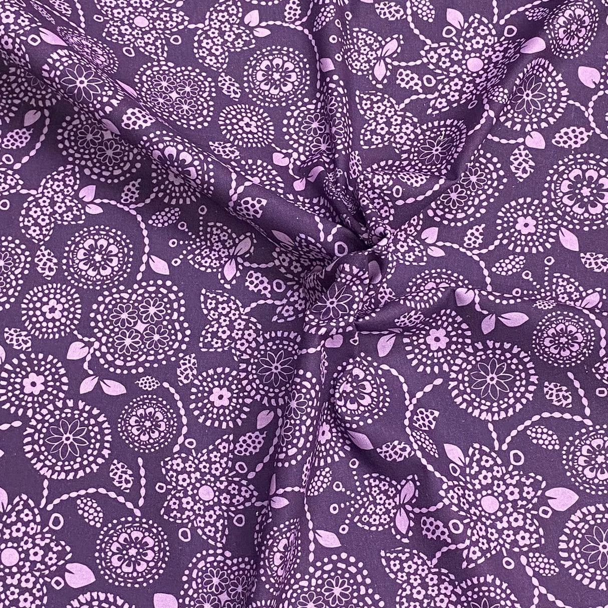 Pound A Metre Luxurious JOANN Printed Cotton – 45" Wide- (Purple Design)