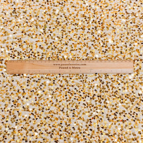 Pound A Metre Per Metre Luxurious Sequins On Velvet- 55" Wide - (Beige)