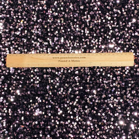 Pound A Metre Per Metre Luxurious Sequins On Velvet- 55" Wide - (Black & Mauve)