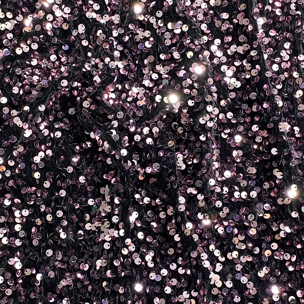 Pound A Metre Per Metre Luxurious Sequins On Velvet- 55" Wide - (Black & Mauve)