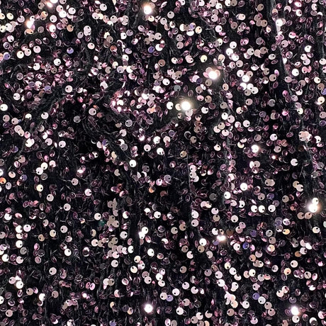 Pound A Metre Per Metre Luxurious Sequins On Velvet- 55" Wide - (Black & Mauve)