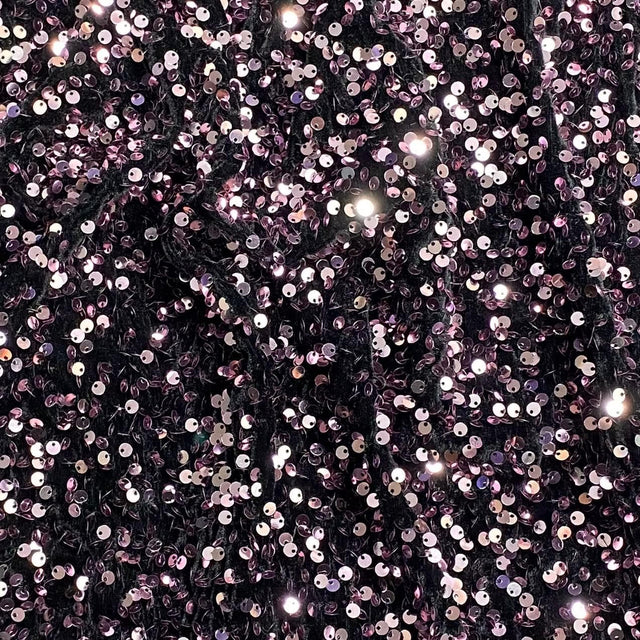 Pound A Metre Per Metre Luxurious Sequins On Velvet- 55" Wide - (Black & Mauve)