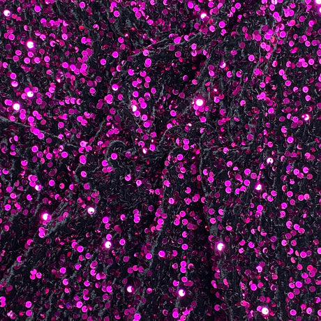 Pound A Metre Per Metre Luxurious Sequins On Velvet- 55" Wide - (Black & Purple)