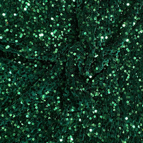Pound A Metre Per Metre Luxurious Sequins On Velvet- 55" Wide - (Emerald & Black)