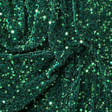 Pound A Metre Per Metre Luxurious Sequins On Velvet- 55" Wide - (Emerald)