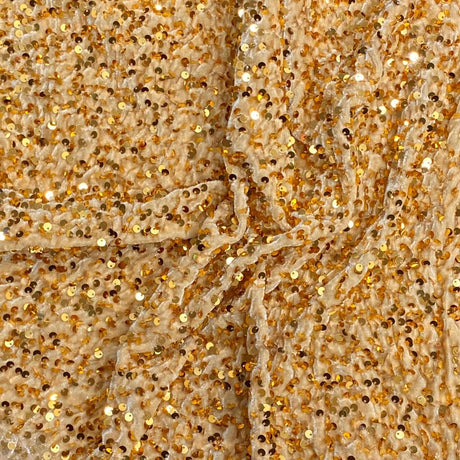 Pound A Metre Per Metre Luxurious Sequins On Velvet- 55" Wide - (Gold)