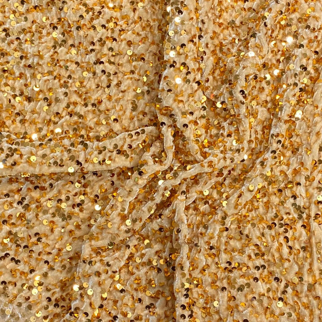 Pound A Metre Per Metre Luxurious Sequins On Velvet- 55" Wide - (Gold)