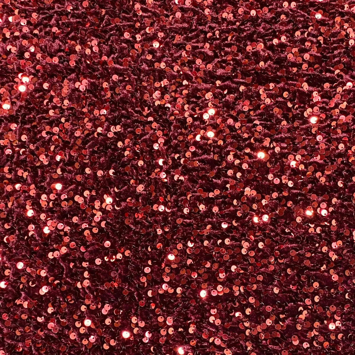 Pound A Metre Per Metre Luxurious Sequins On Velvet- 55" Wide - (Maroon)