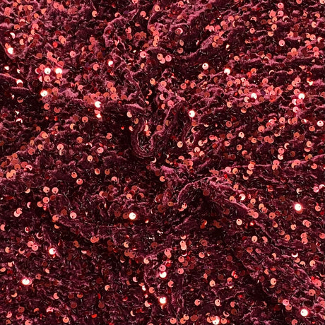 Pound A Metre Per Metre Luxurious Sequins On Velvet- 55" Wide - (Maroon)
