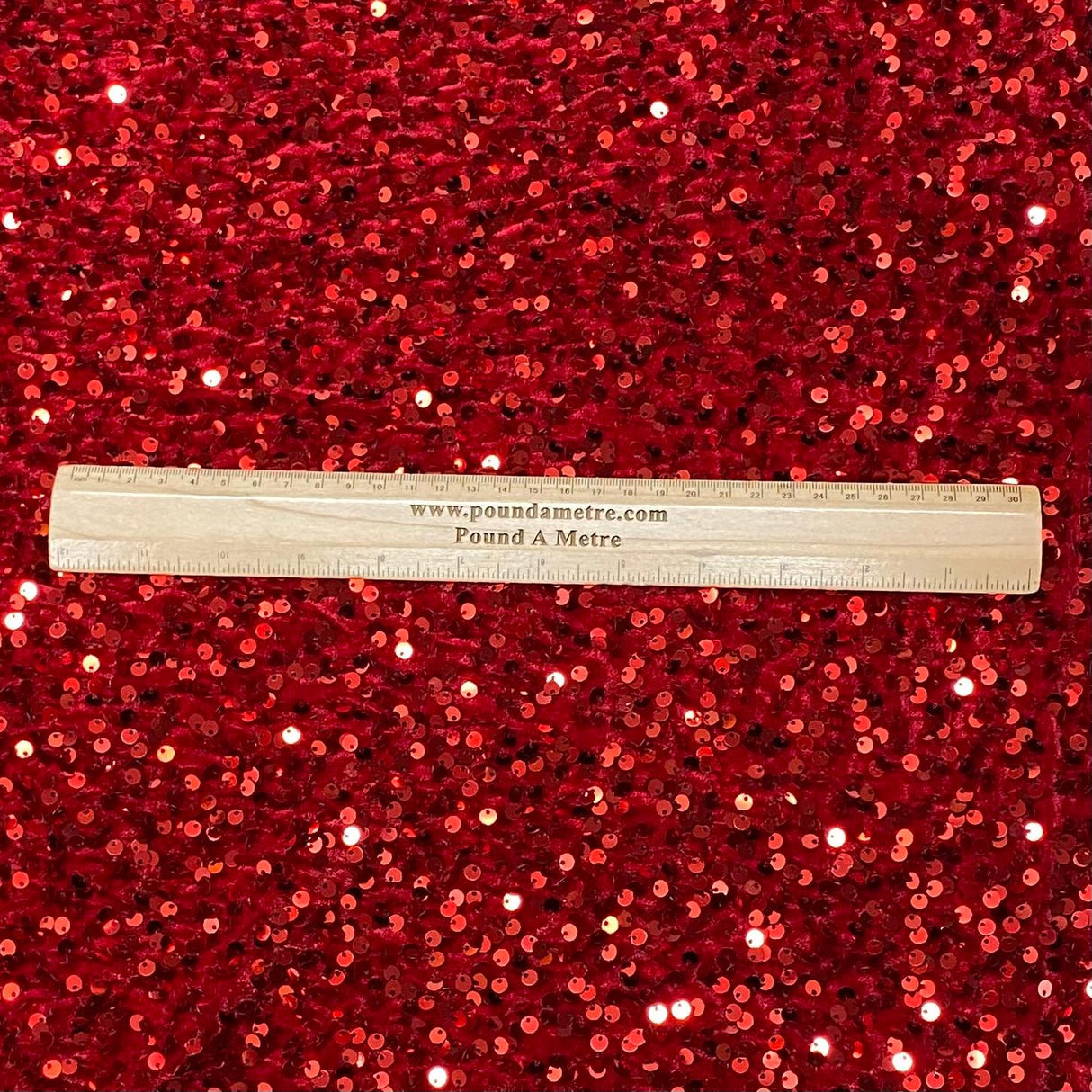 Pound A Metre Per Metre Luxurious Sequins On Velvet- 55" Wide - (Red)