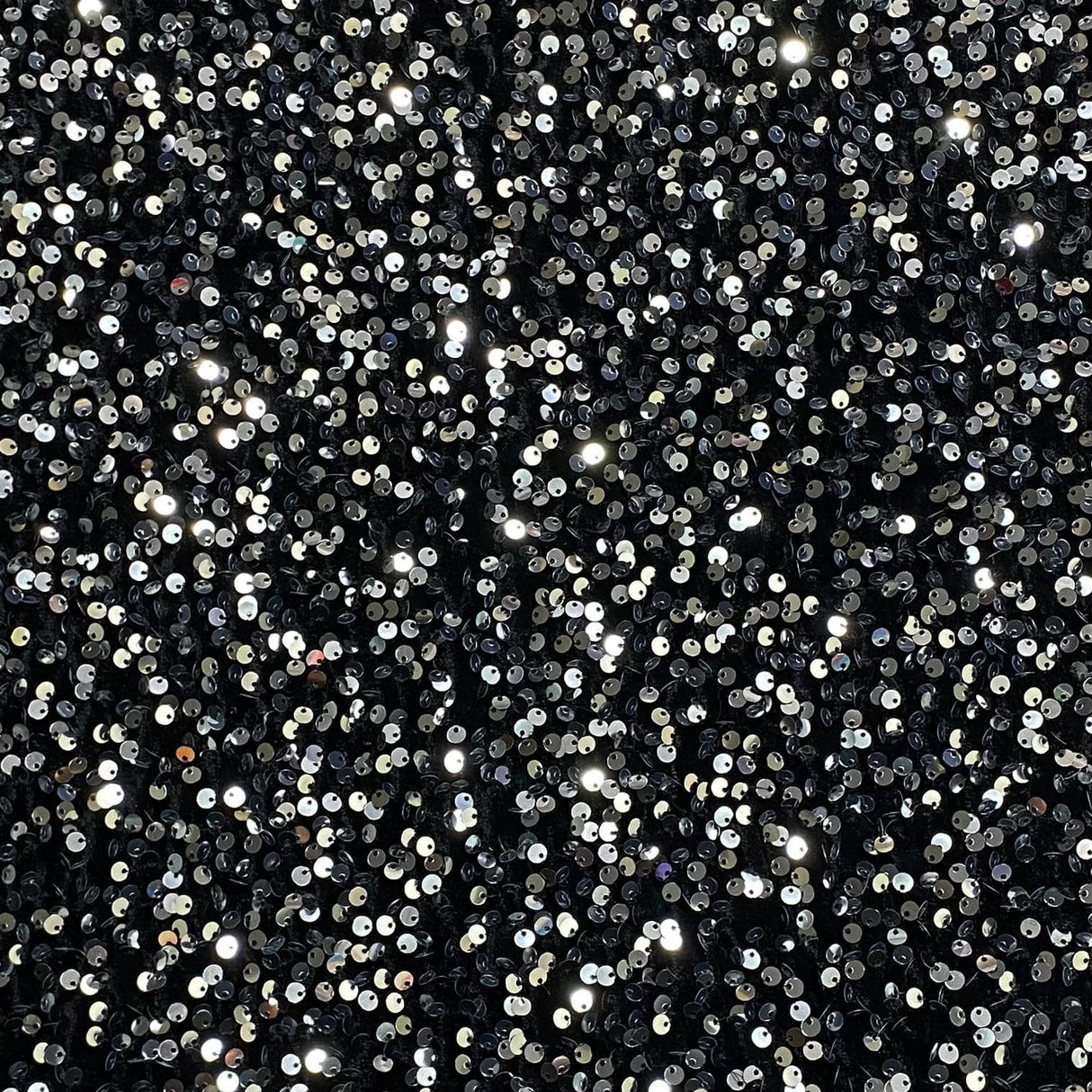 Pound A Metre Per Metre Luxurious Sequins On Velvet- 55" Wide - (Silver & Black)