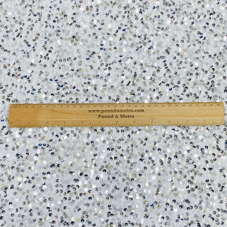 Pound A Metre Per Metre Luxurious Sequins On Velvet- 55" Wide - (White)