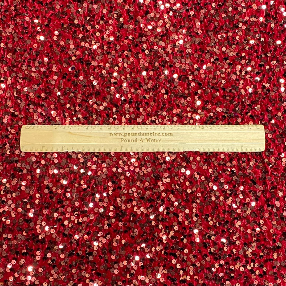 Pound A Metre Per Metre Luxurious Sequins On Velvet- 55" Wide - (Wine)