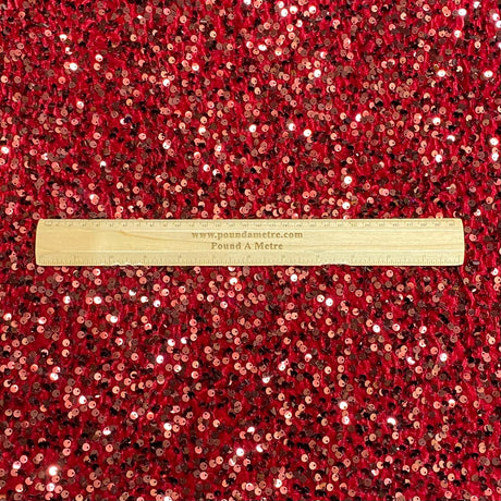 Pound A Metre Per Metre Luxurious Sequins On Velvet- 55" Wide - (Wine)