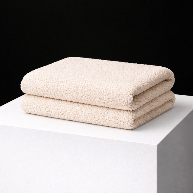 Pound A Metre Luxurious Sherpa Fleece with Suede Backing – 60" Wide (Cream)