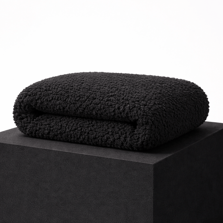 Pound A Metre Luxurious Sherpa Fleece with Sweatshirt Backing – 55" Wide (Black)