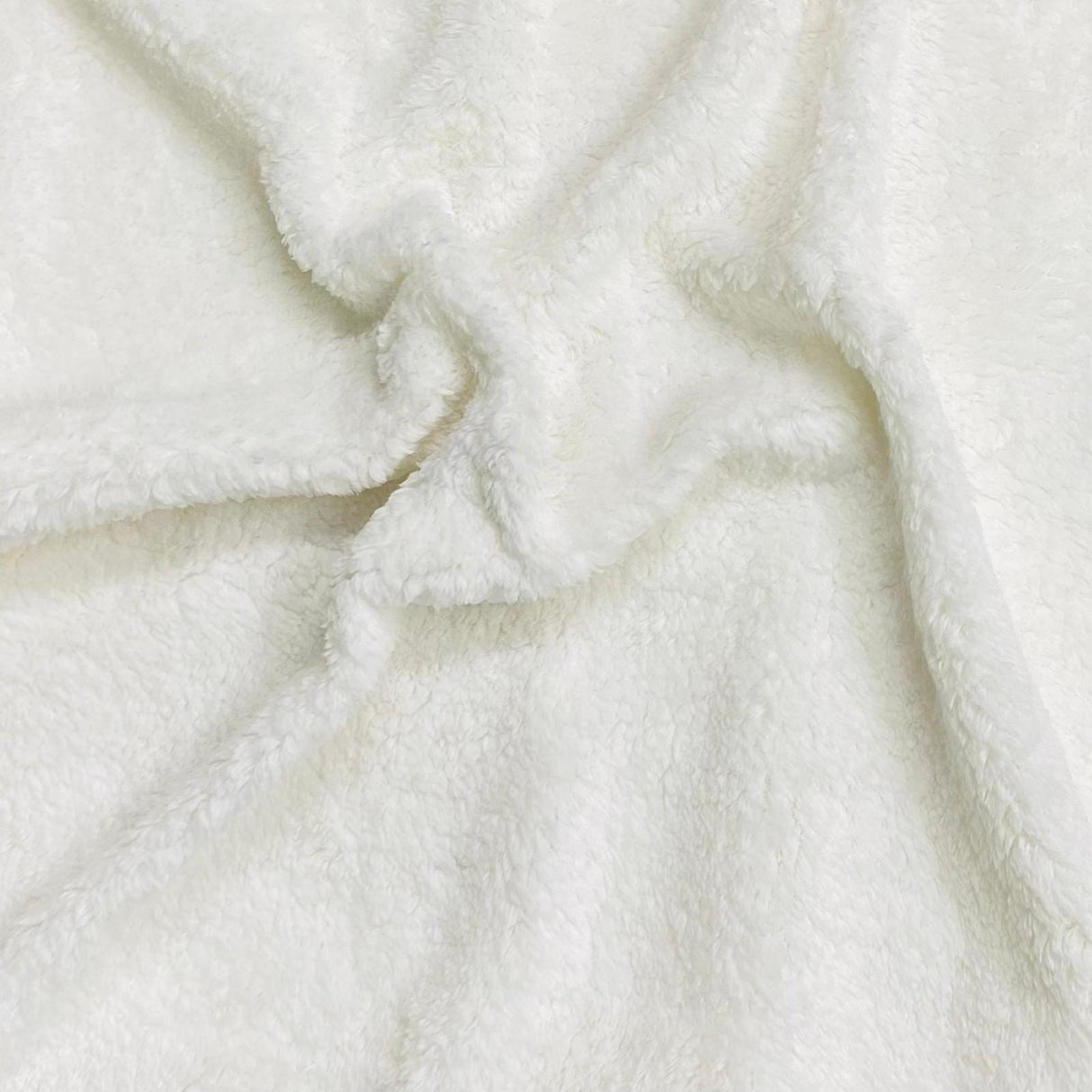 Pound A Metre Luxurious Sherpa Fleece with Sweatshirt Backing – 55" Wide (White)