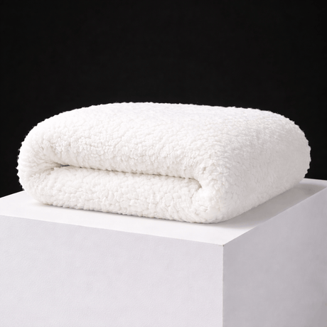 Pound A Metre Luxurious Sherpa Fleece with Sweatshirt Backing – 55" Wide (White)