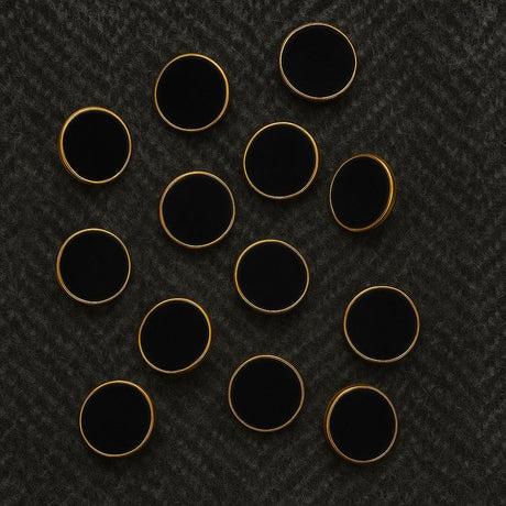 Pound A Metre Matte Black and Glossy Gold Button 12 Pack – Premium Sewing & Craft Embellishments