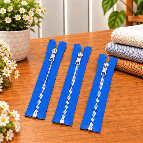 Pound A Metre Pack of 3 Sewing Zips – 6", 7" & 8" (Blue)