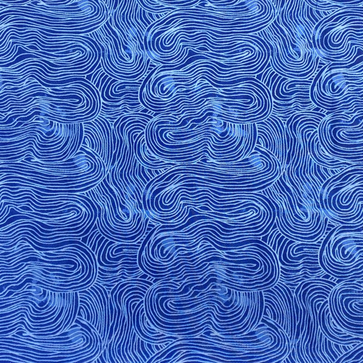 Pound A Metre Per Metres Per Metre 100% Digital Cotton Print - (Blue Waves)