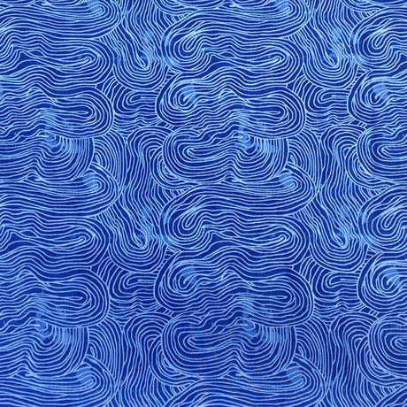 Pound A Metre Per Metres Per Metre 100% Digital Cotton Print - (Blue Waves)
