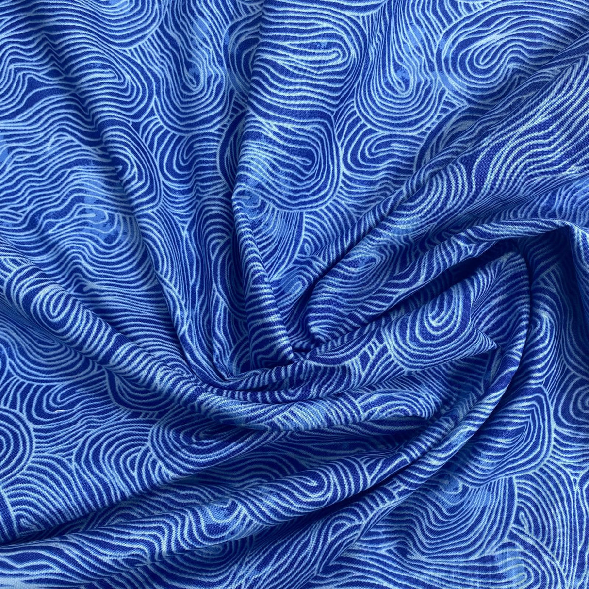 Pound A Metre Per Metres Per Metre 100% Digital Cotton Print - (Blue Waves)