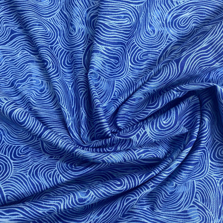 Pound A Metre Per Metres Per Metre 100% Digital Cotton Print - (Blue Waves)