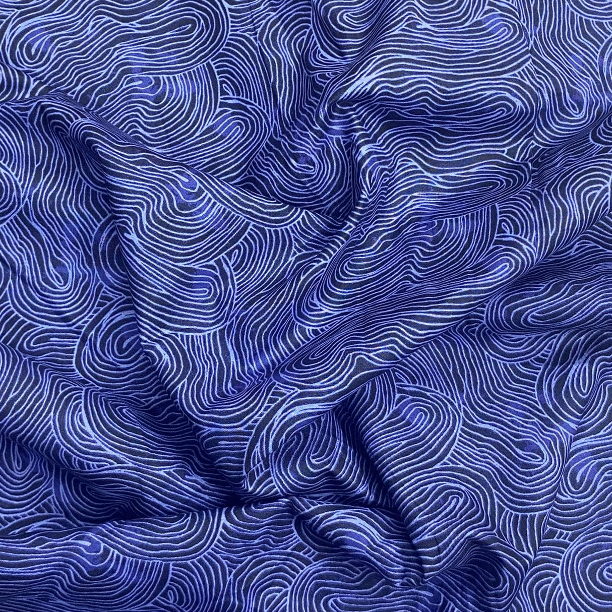 Pound A Metre Per Metres Per Metre 100% Digital Cotton Print - (Navy Waves)