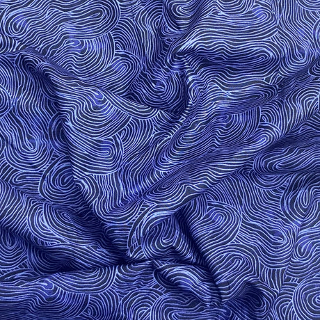 Pound A Metre Per Metres Per Metre 100% Digital Cotton Print - (Navy Waves)