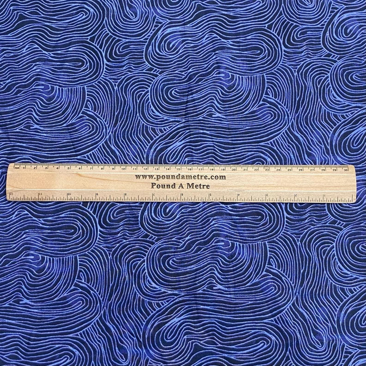 Pound A Metre Per Metres Per Metre 100% Digital Cotton Print - (Navy Waves)