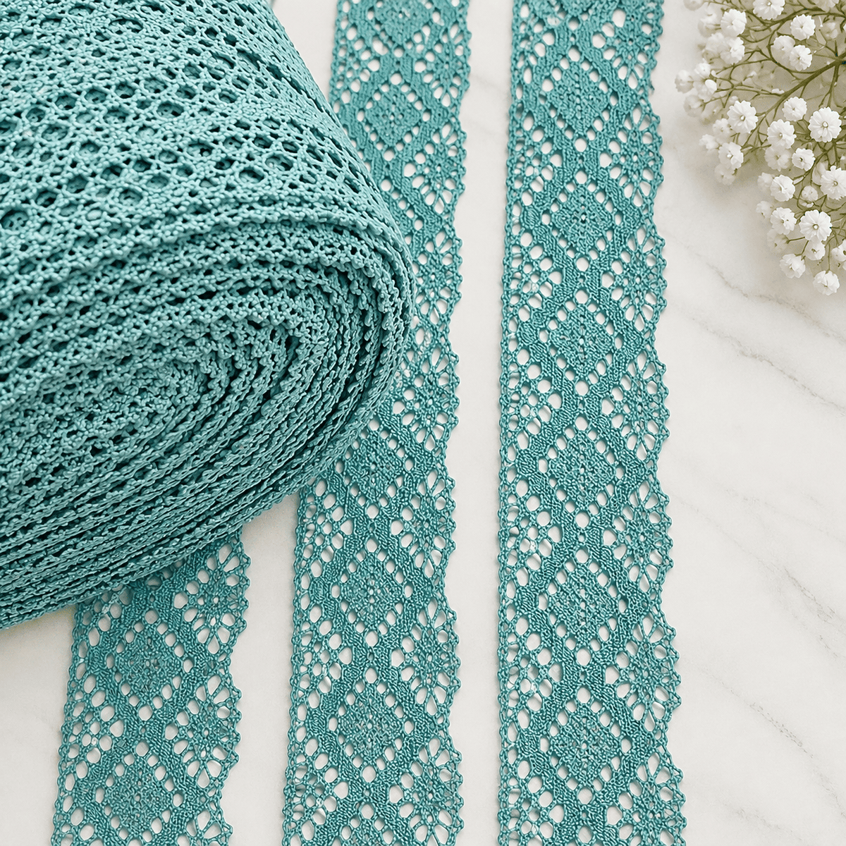 Pound A Metre Per Metre 3-Inch Rachelle Lace Trim – (Turqouise)