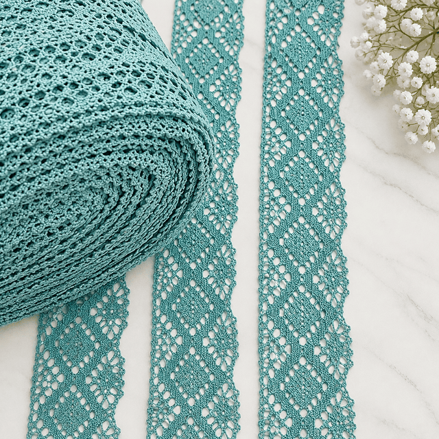 Pound A Metre Per Metre 3-Inch Rachelle Lace Trim – (Turqouise)