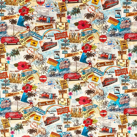 Pound A Metre Per Metre Per Metre Beautiful Digitally Printed 100% Cotton- 45" Wide (Beach)