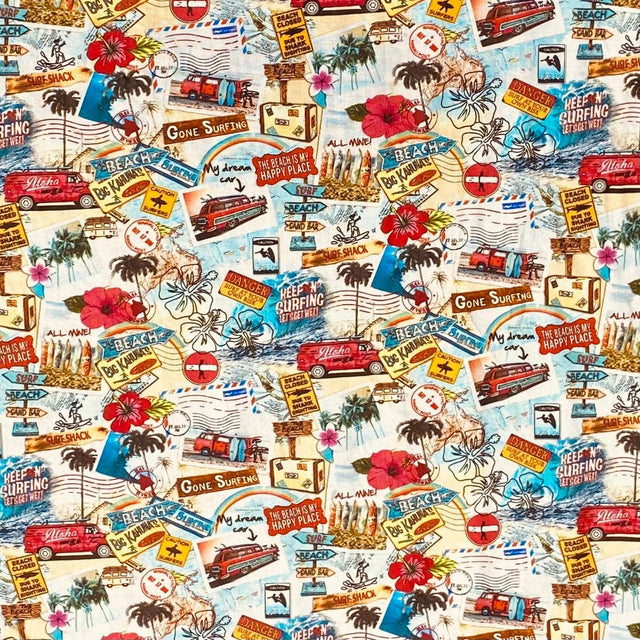 Pound A Metre Per Metre Per Metre Beautiful Digitally Printed 100% Cotton- 45" Wide (Beach)