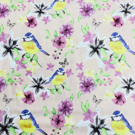 Pound A Metre Per Metre Per Metre Beautiful Digitally Printed 100% Cotton- 45" Wide (Birds)