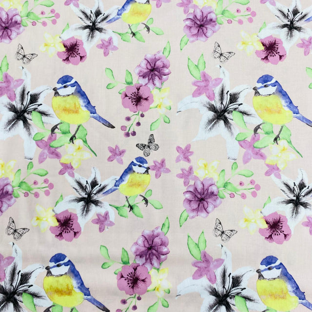 Pound A Metre Per Metre Per Metre Beautiful Digitally Printed 100% Cotton- 45" Wide (Birds)