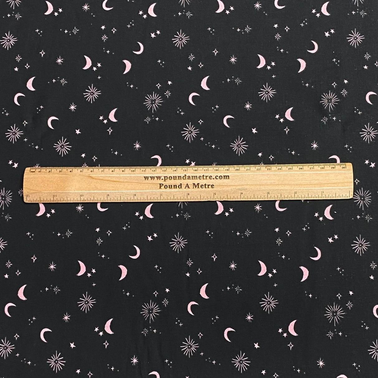 Pound A Metre Per Metre Per Metre Beautiful Digitally Printed 100% Cotton- 45" Wide (Black Pink Stars)