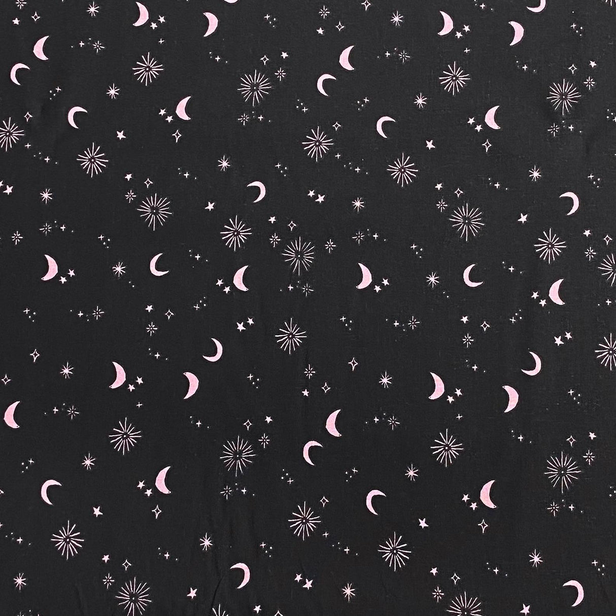 Pound A Metre Per Metre Per Metre Beautiful Digitally Printed 100% Cotton- 45" Wide (Black Pink Stars)